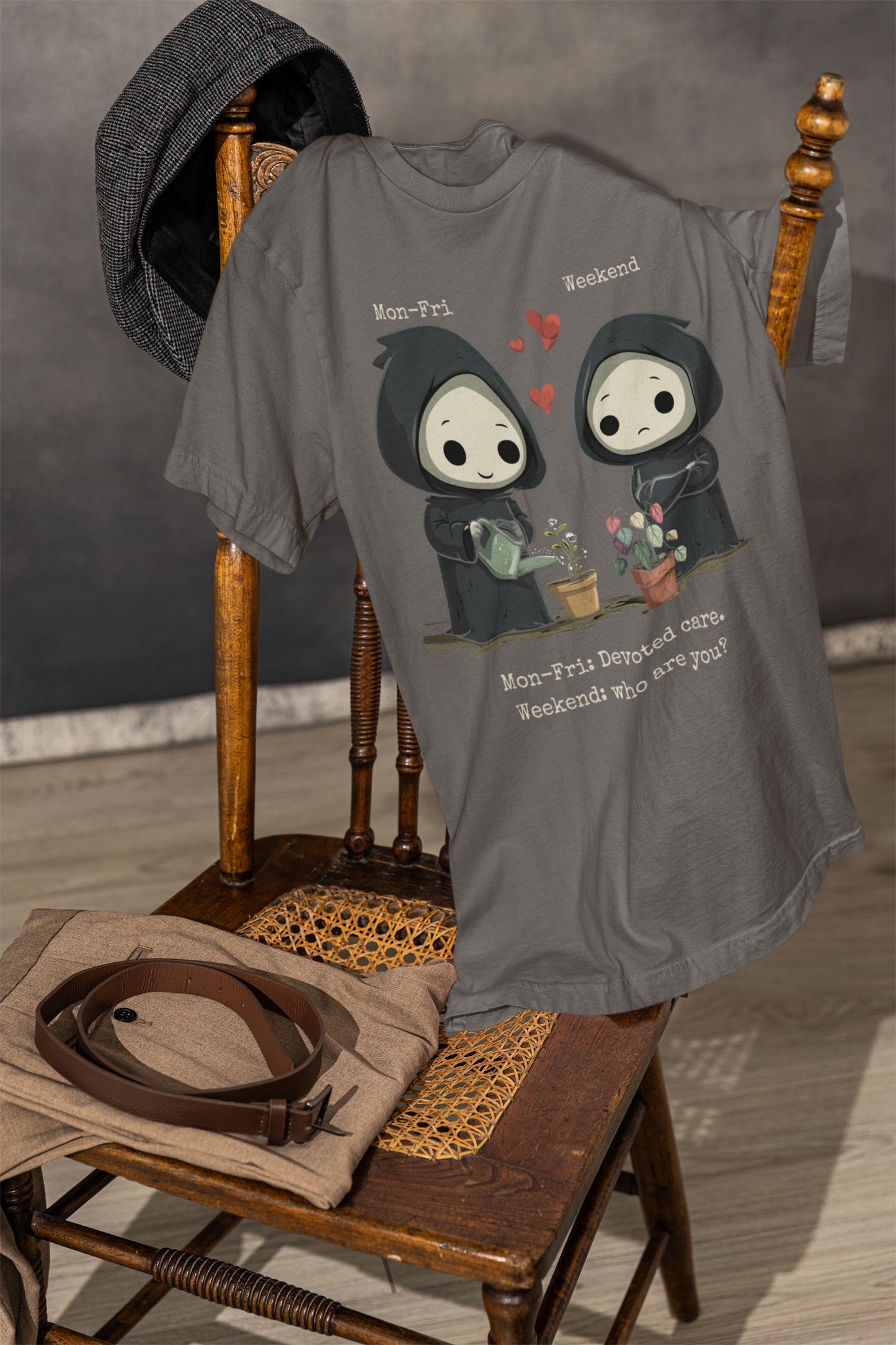 Mon–Fri Devoted Care, Weekend Who Are You Tee