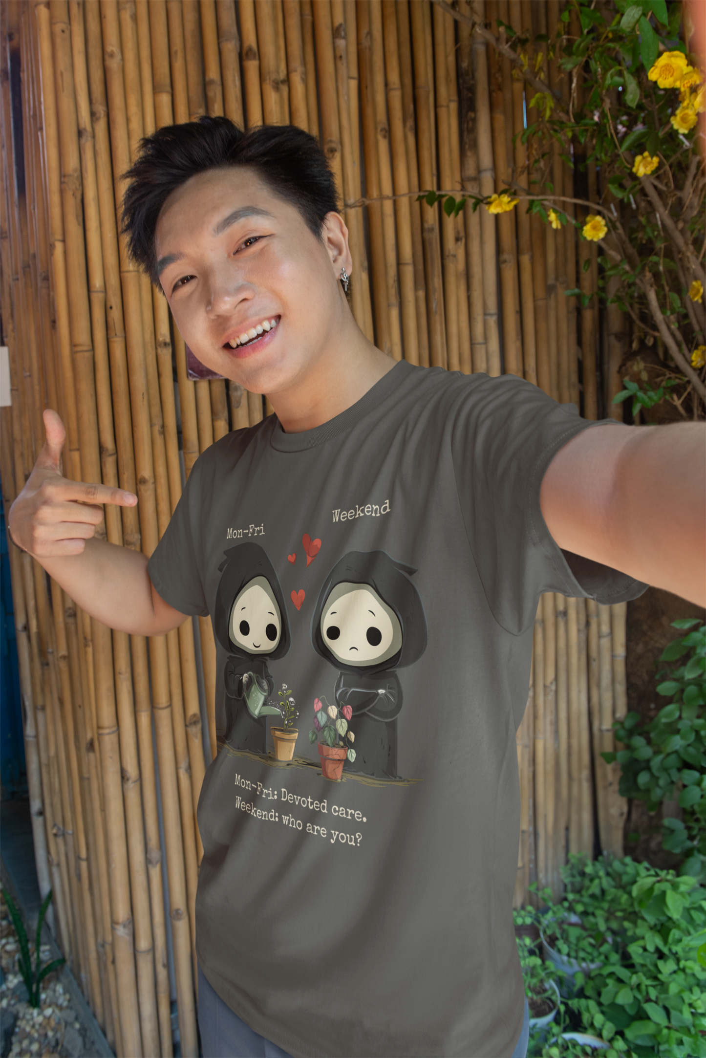 Mon–Fri Devoted Care, Weekend Who Are You Tee